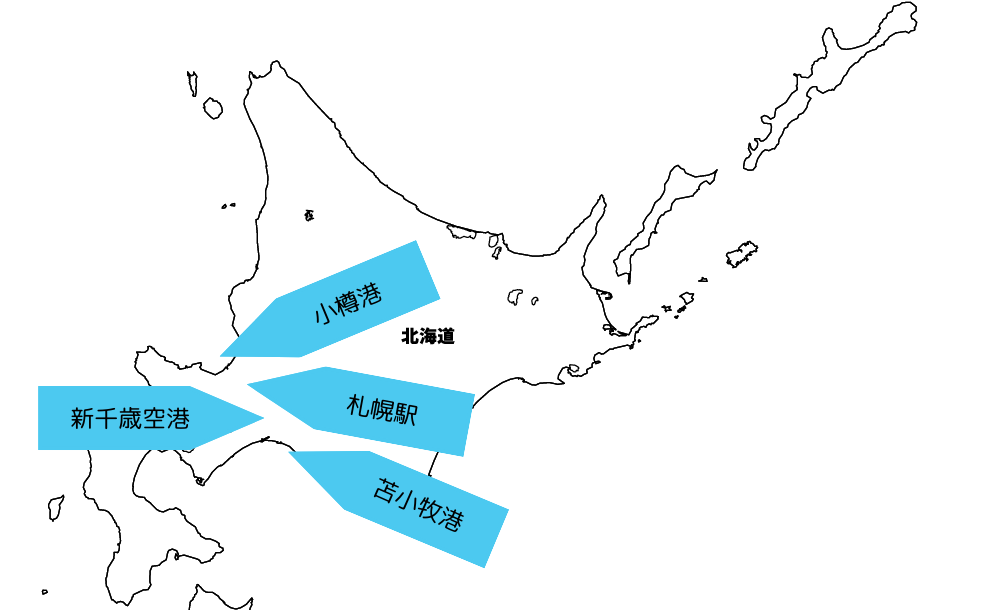 北海道から淡路島への出発地